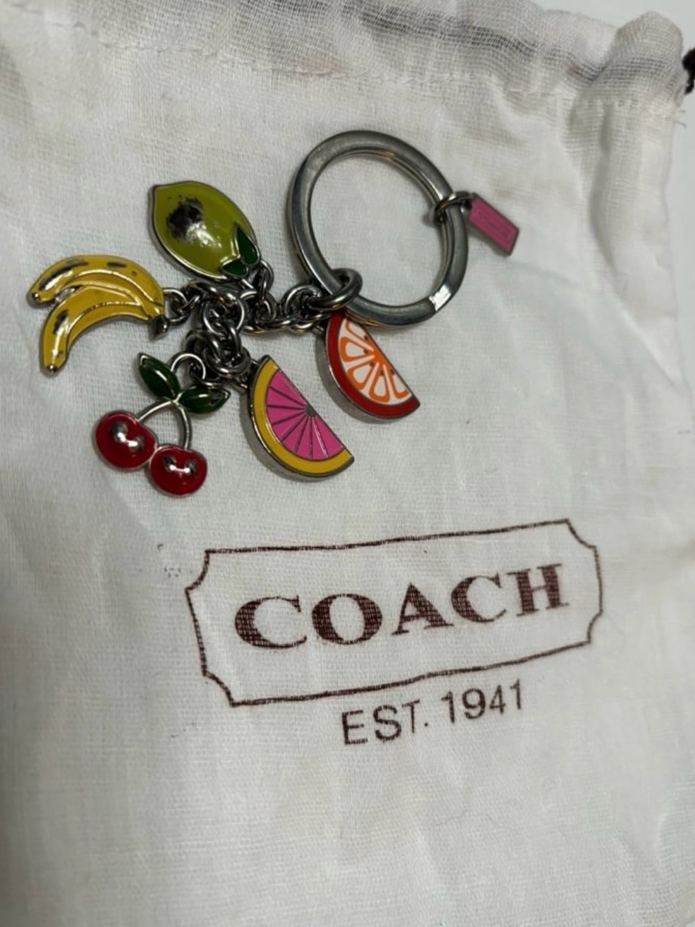 COACH Vintage Fruit Charm Key Ring - Multicolor Enamel